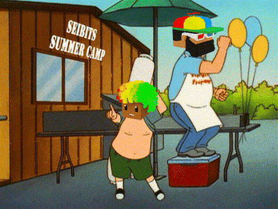 Cartoon Seibits Summer Camp Sign GIF