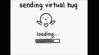 Cartoon Sending Virtual Hug With Loading Bar GIF