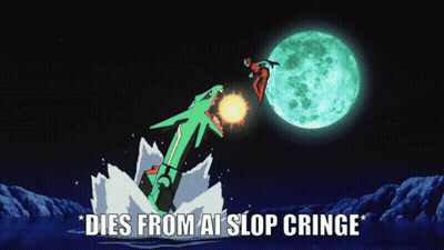 Cartoon Shark Dies From AI Slop Cringe GIF