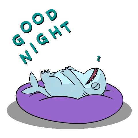 Cartoon Shark Lying On Purple Pillow Sticker