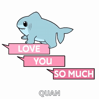 Cartoon Shark Under Pink Banner Saying Love You So Much GIF