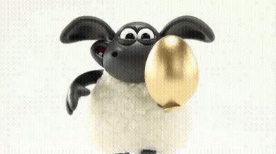 Cartoon Sheep Holding Golden Egg GIF