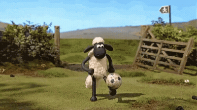 Cartoon Sheep Holding Soccer Ball GIF
