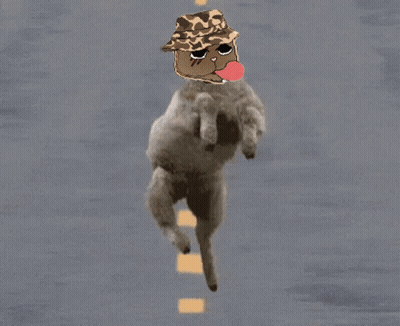Cartoon Sheep In Hat Jumping Over Road GIF