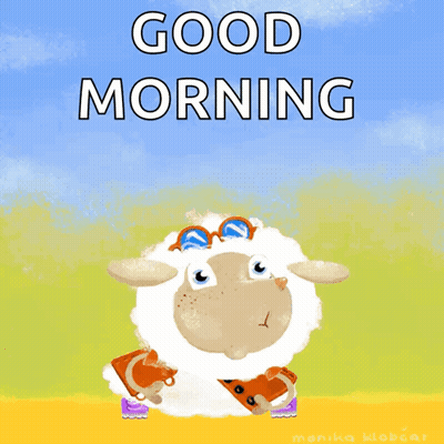 Cartoon Sheep Jumping Saying Good Morning GIF