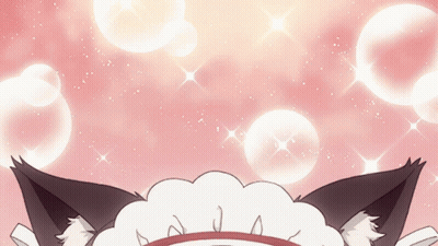 Cartoon Sheep With Pink Background And Bubbles GIF