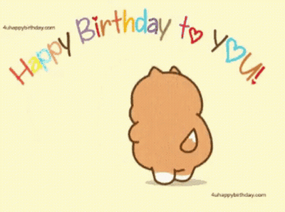 Cartoon Shiba Inu Holding Basket Says Happy Birthday To You GIF
