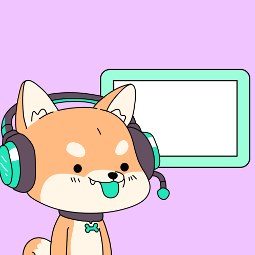 Cartoon Shiba Inu Wearing Headphones Pointing To Graph Stoinks GIF