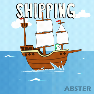 Cartoon Ship With Shipping Above GIF