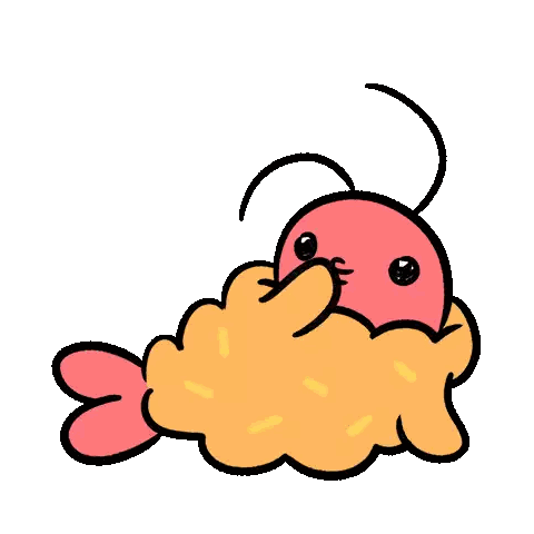 Cartoon Shrimp With Heart Sticker