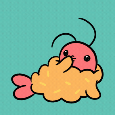 Cartoon Shrimp With Heart Behind It GIF