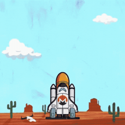 Cartoon Shuttle Flying In Front Of Moon GIF