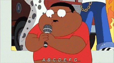 Cartoon Singing Into Microphone With Letters ABCDEFG GIF