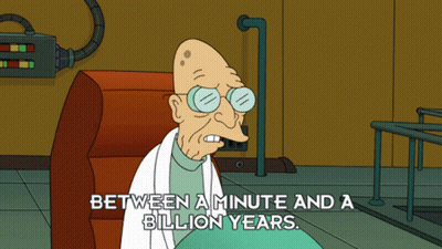 Cartoon Sitting Between A Minute And A Billion Years GIF