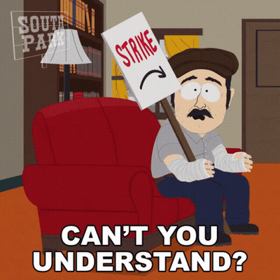 Cartoon Sitting In Chair Holding Strike Sign GIF
