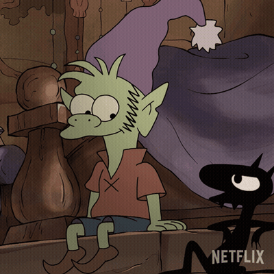 Cartoon Sitting Next To Black Cat Saying Netflix GIF