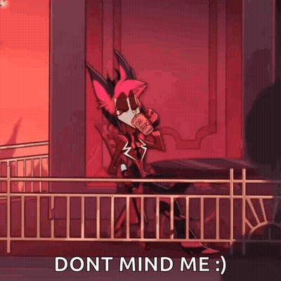 Cartoon Sitting On Balcony Holding Coffee Saying Don't Mind Me GIF
