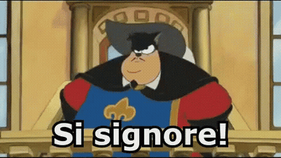Cartoon Sitting On Balcony Saying Si Signore GIF