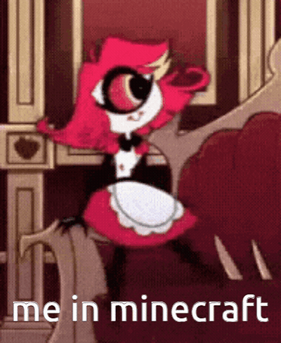 Cartoon Sitting On Chair Saying Me In Minecraft GIF