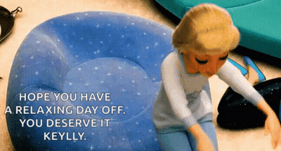 Cartoon Sitting On Inflatable Chair Hope You Have A Relaxing Day Off GIF