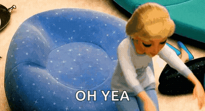 Cartoon Sitting On Inflatable Chair Saying Oh Yea GIF