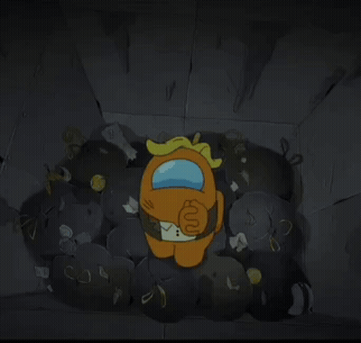 Cartoon Sitting On Pile Of Trash Bags GIF