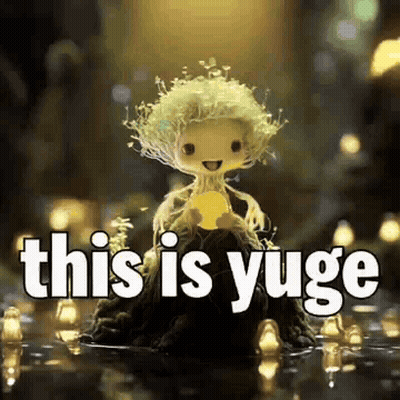 Cartoon Sitting On Rock Saying This Is Yuge GIF