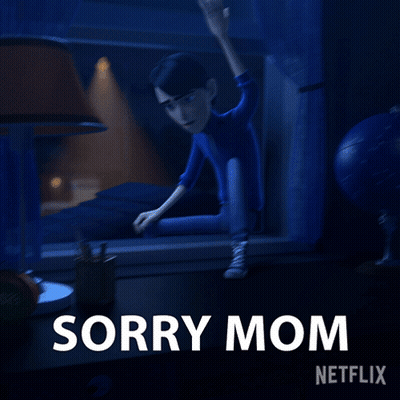 Cartoon Sitting On Window Sill Saying Sorry Mom Netflix GIF