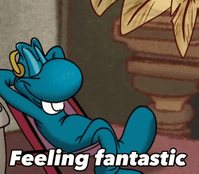 Cartoon Sitting With Feet Up Feeling Fantastic