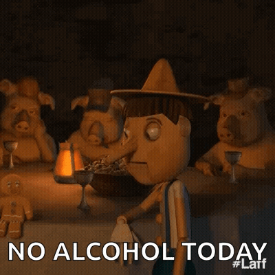Cartoon Sitting With Pigs No Alcohol Today GIF