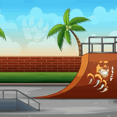 Cartoon Skateboard Ramp With Tiger GIF