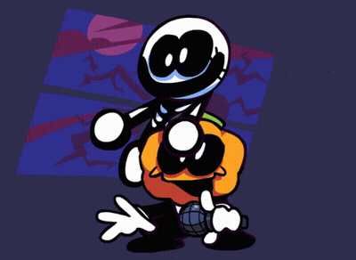 Cartoon Skeleton And Pumpkin Holding Microphone GIF