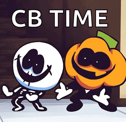 Cartoon Skeleton And Pumpkin With CB Time GIF