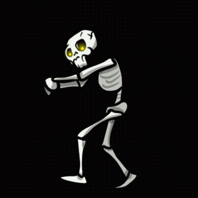 Cartoon Skeleton Dancing With Yellow Eyes GIF