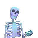 Cartoon Skeleton Holding Sprite Can Sticker