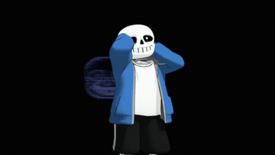 Cartoon Skeleton In Blue Jacket On Black Background GIF