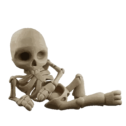Cartoon Skeleton Lying With Broken Leg Sticker
