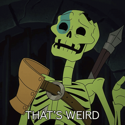 Cartoon Skeleton Saying That's Weird GIF