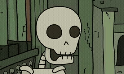 Cartoon Skeleton Standing By Wall GIF