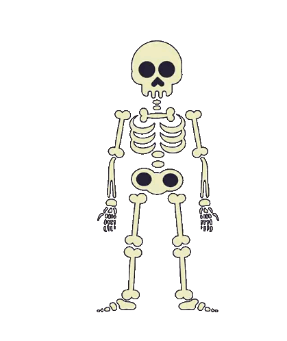 Cartoon Skeleton With Skull And Bones Sticker