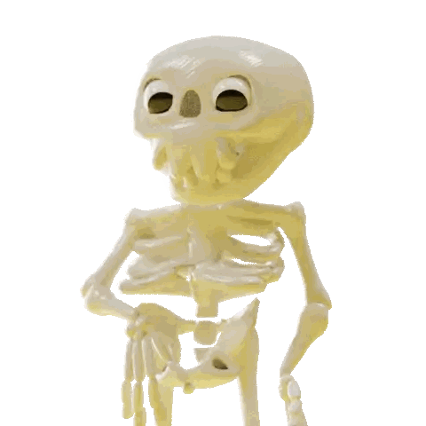 Cartoon Skeleton With Skull Sticker
