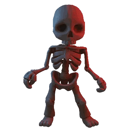 Cartoon Skeleton With Skull Sticker