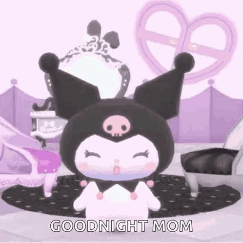 Cartoon Skull Character With Goodnight Mom GIF