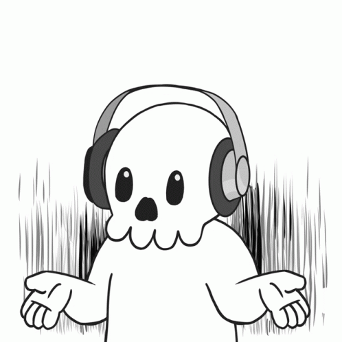 Cartoon Skull Wearing Headphones With Smoke GIF