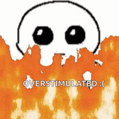 Cartoon Skull With Black Eyes Surrounded By Flames Overstimulated GIF