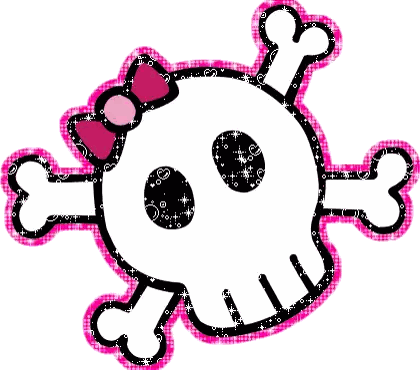 Cartoon Skull With Pink Bow Sticker