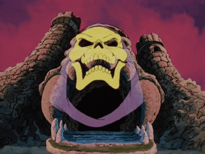 Cartoon Skull With Purple Scarf GIF