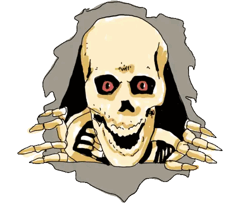 Cartoon Skull With Red Eyes Sticker