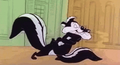 Cartoon Skunk In Front Of Locker Room GIF