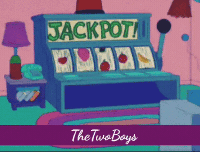 Cartoon Slot Machine Saying Jackpot GIF